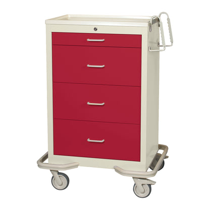 Standard Series 4-Drawer Isolation Cart, Key Lock, Two-Tone Red