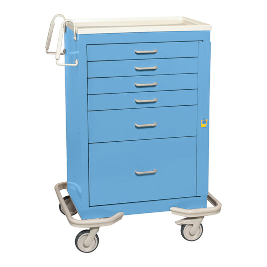 Standard Series 6-Drawer Emergency Cart, Breakaway Lock, Solid Slate Blue