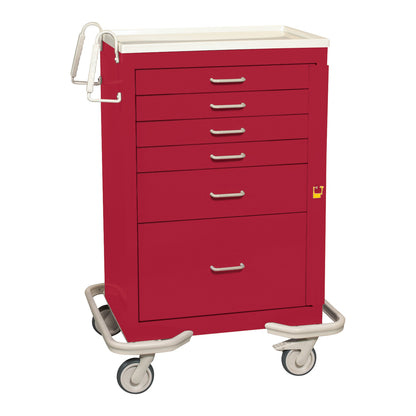Standard Series 6-Drawer Emergency Cart, Breakaway Lock, Solid Red