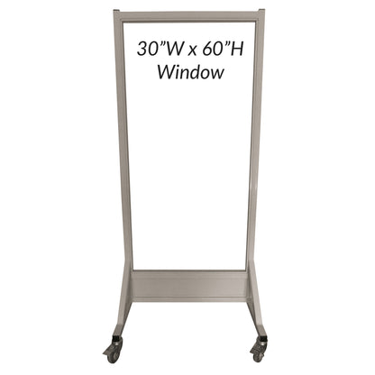Safety Mobile Lead Glass Barrier, 30"W x 60"H Window, 2.0 mm Pb