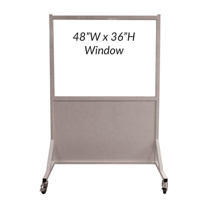 Safety Mobile Lead Glass Barrier, 48"W x 36"H Window, 2.0 mmPb