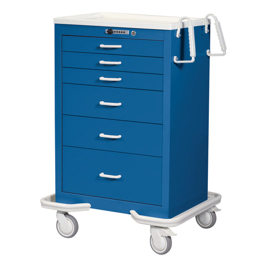 AliMed® Standard Series 6-Drawer Anesthesia/Procedure Cart with Push-Button Lock, 30" Drawer Space, Two-Tone Dark Blue