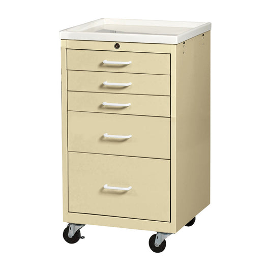 AliMed® Mini Series 5-Drawer Procedure Cart with Key Lock, Solid Beige
