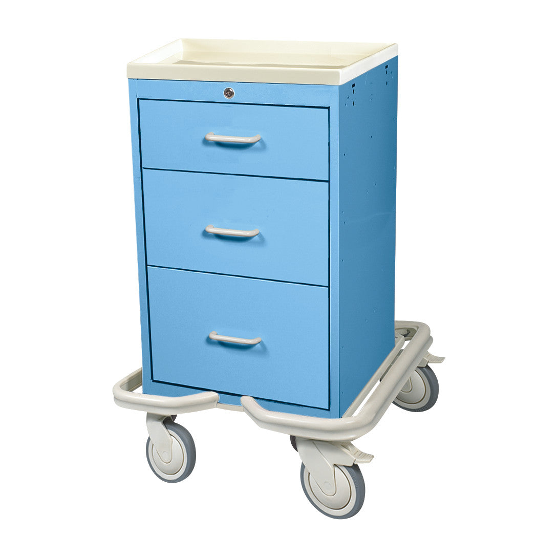 Mini Series 3-Drawer Isolation Tower Cart, Key Lock, Solid Slate Blue