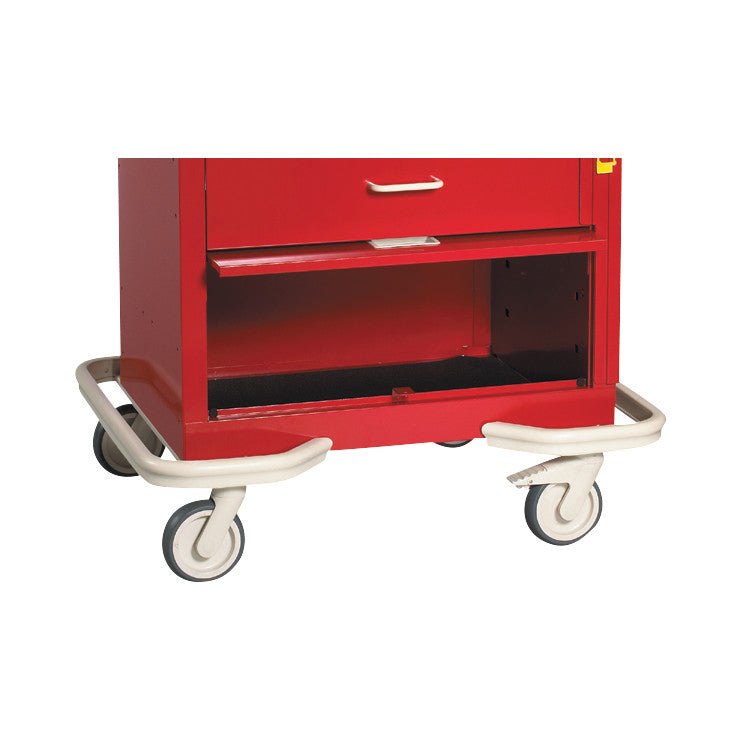 Standard Series 5-Drawer Emergency Cart with Panel, Breakaway Lock, Solid Red