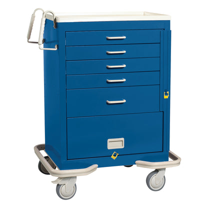 Standard Series 5-Drawer Emergency Cart with Panel, Breakaway Lock, Solid Dark Blue