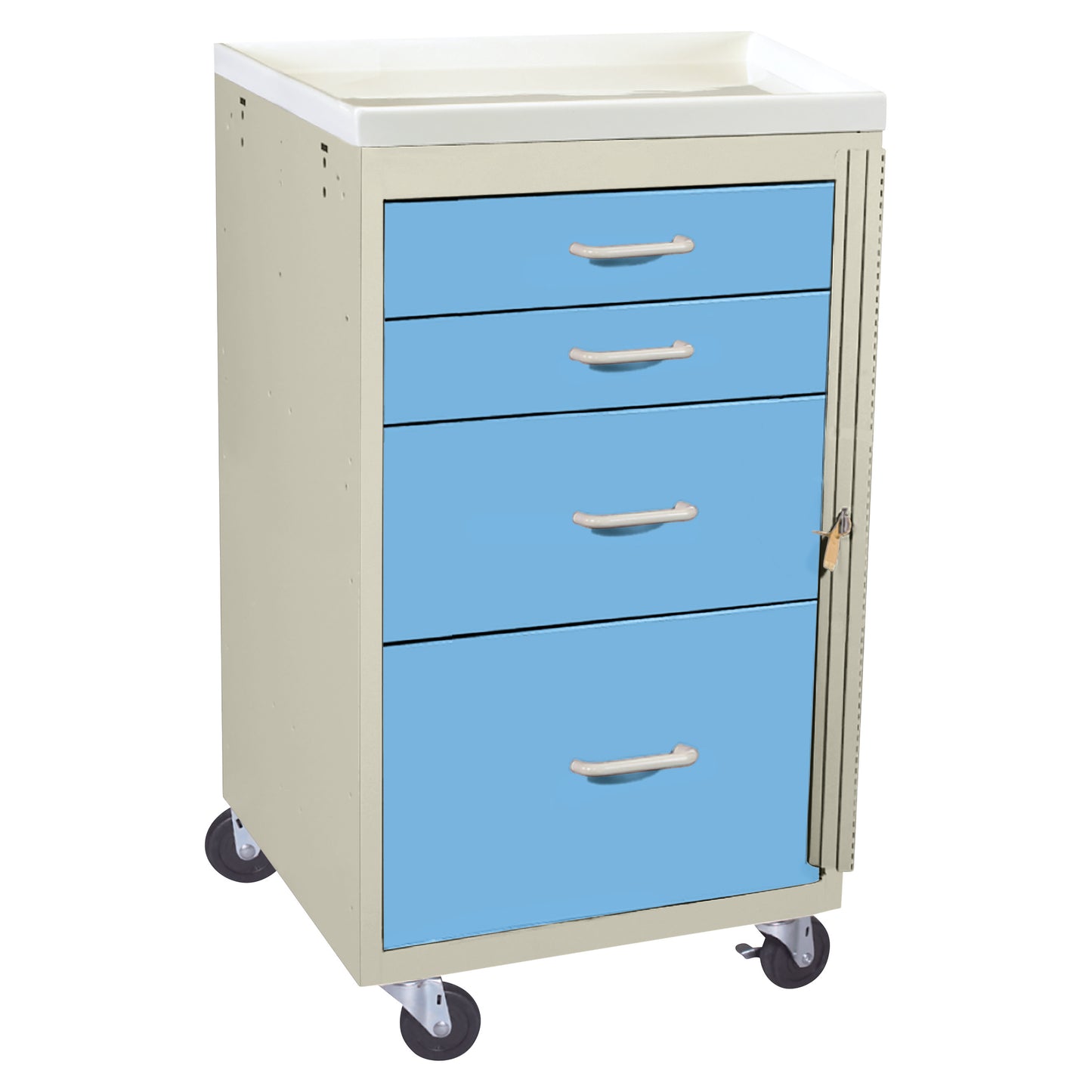Mini Series 4-Drawer Emergency Cart, Breakaway Lock, Two-Tone Slate Blue