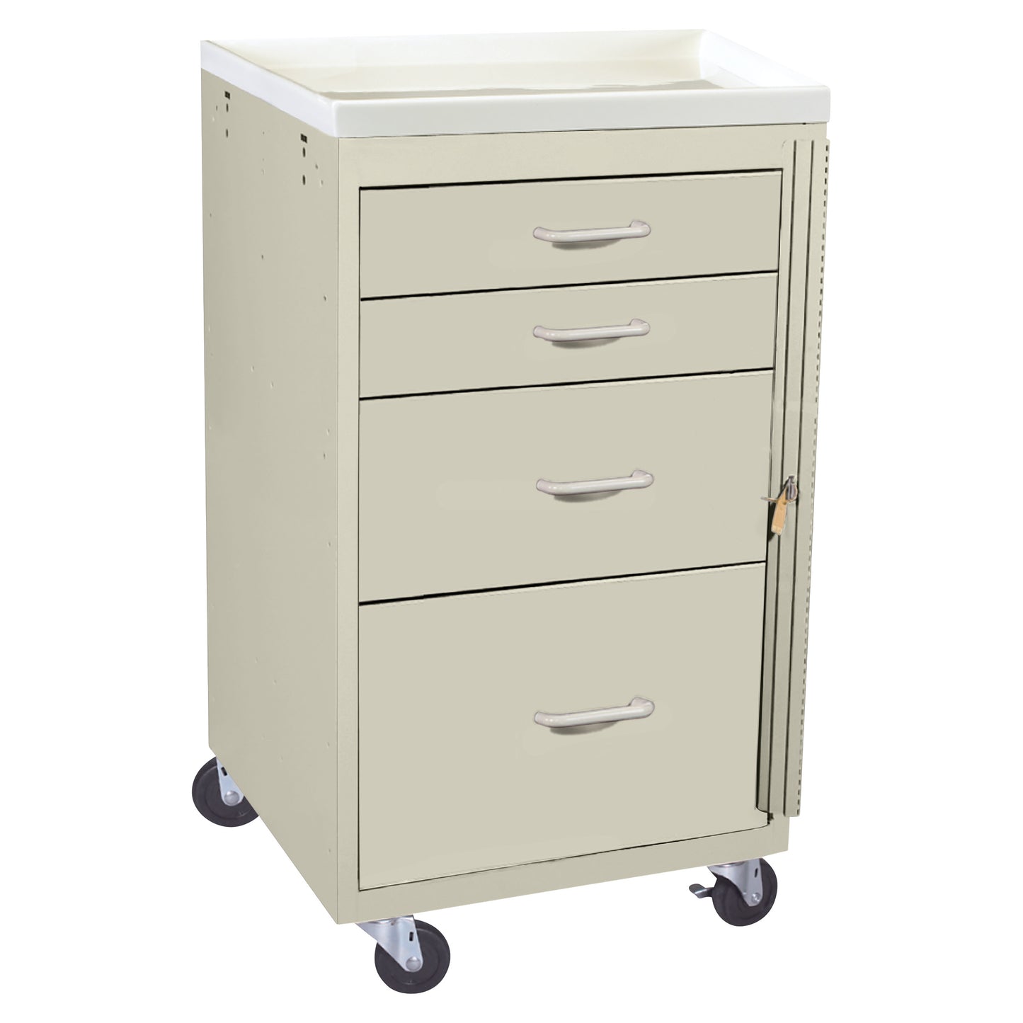 Mini Series 4-Drawer Emergency Cart, Breakaway Lock, Two-Tone Beige