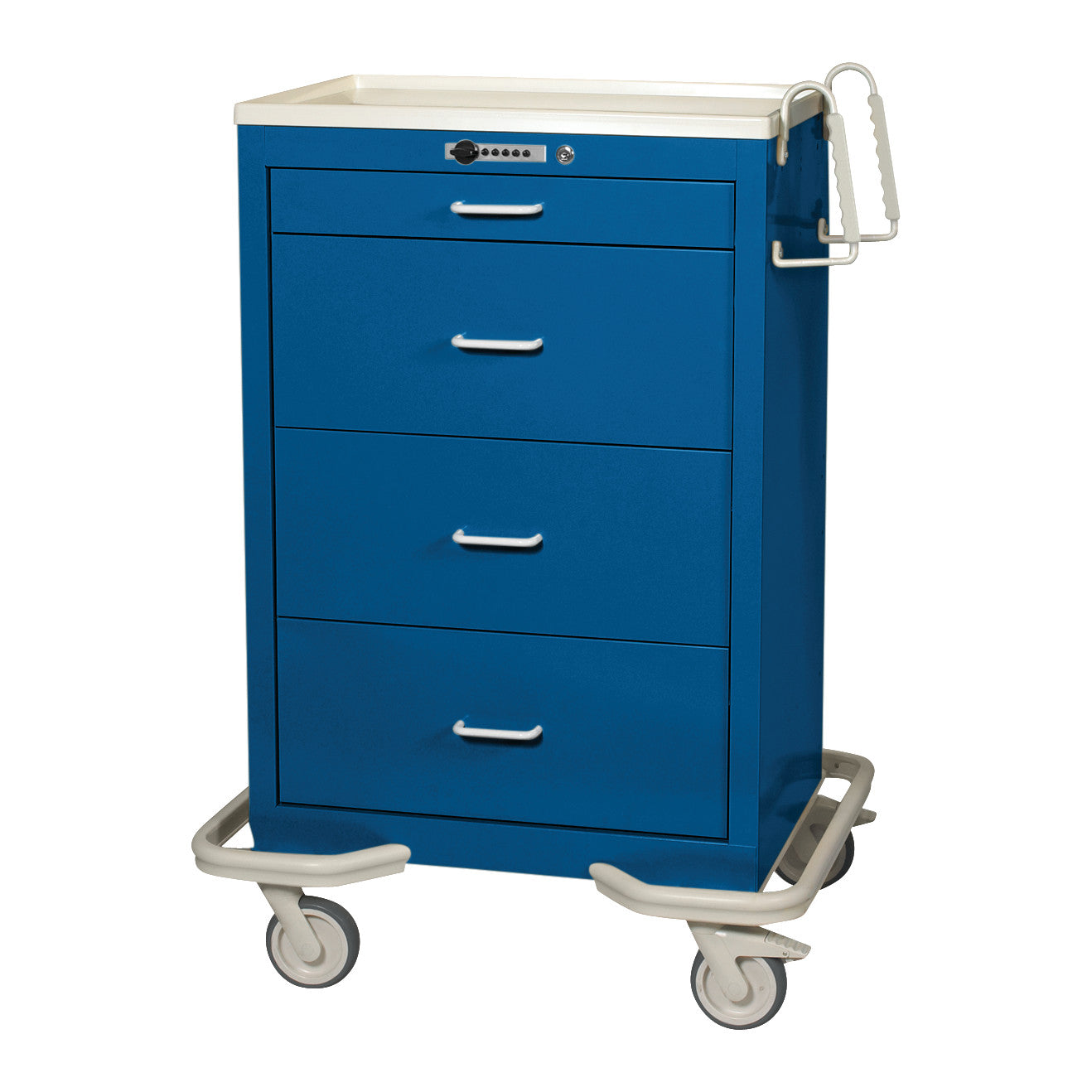 Standard Series 4-Drawer Isolation Cart, Push-Button Lock, Solid Dark Blue