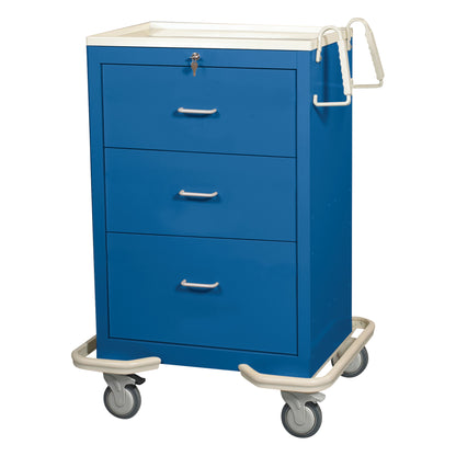 Standard Series 3-Drawer Isolation Cart, Key Lock, Solid Dark Blue