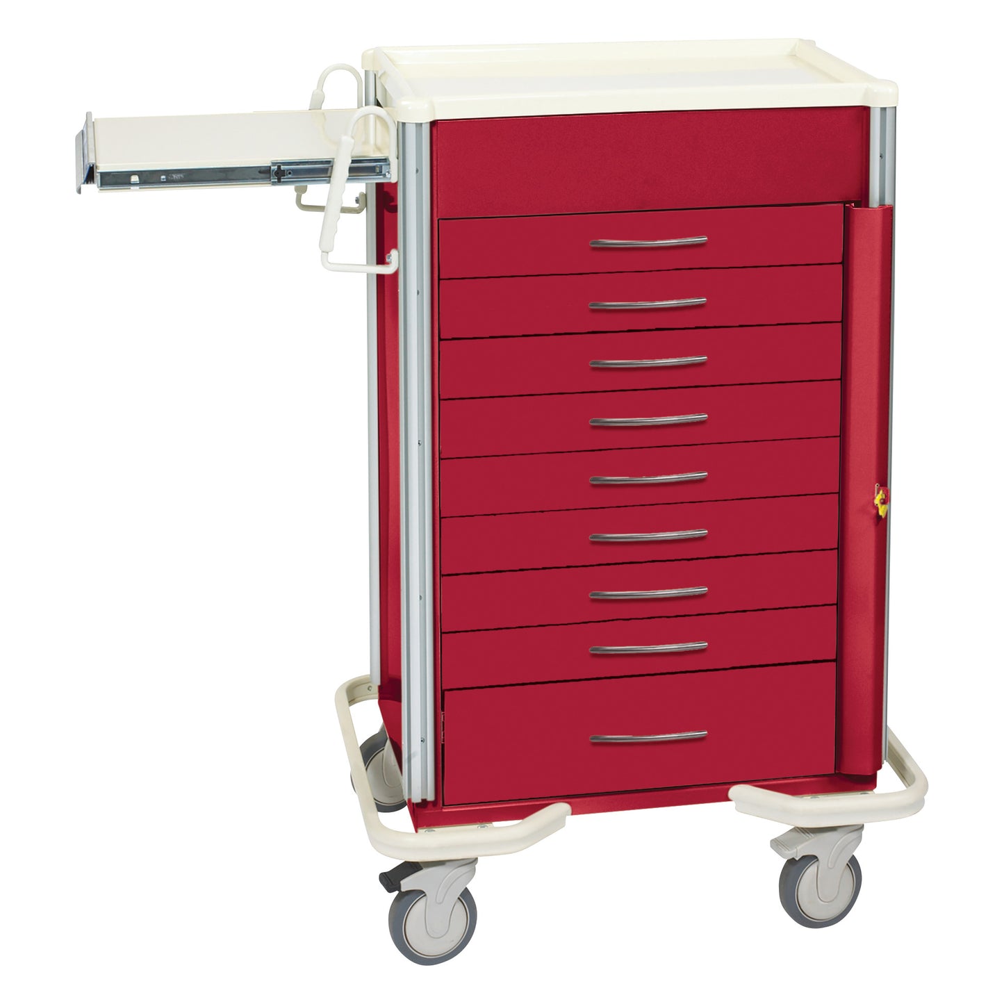 Select Series 9-Drawer Emergency Cart, Breakaway Lock, Solid Red
