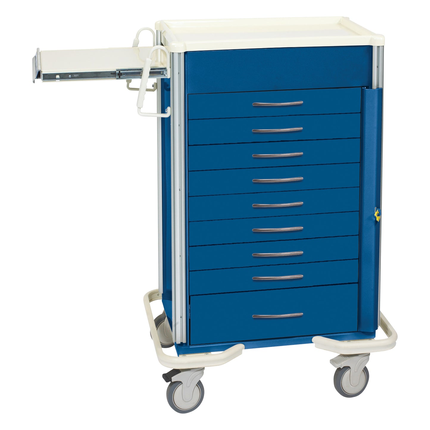 Select Series 9-Drawer Emergency Cart, Breakaway Lock, Solid Dark Blue
