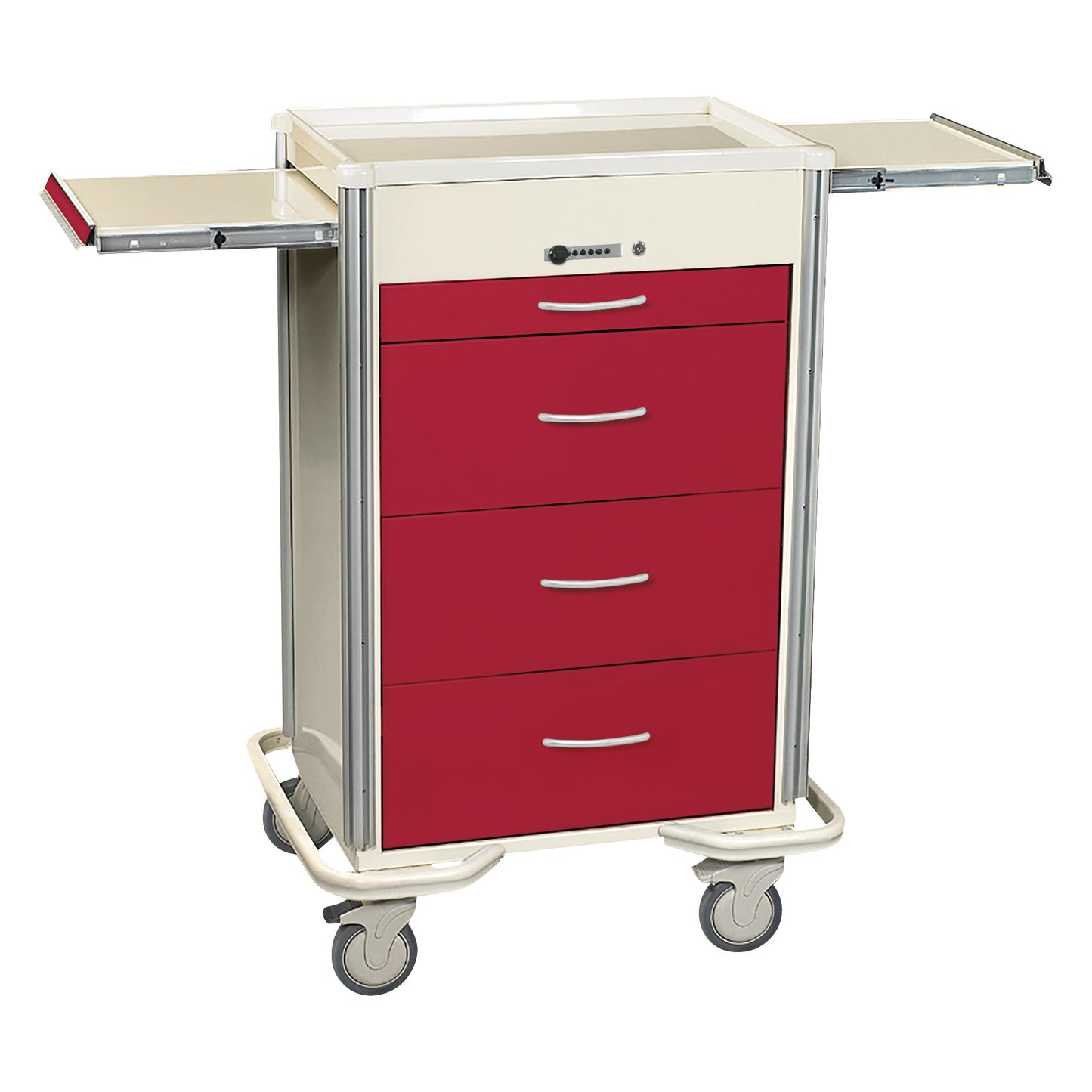 Select Series 4-Drawer Isolation Cart, Push-Button Lock, Two-Tone Red