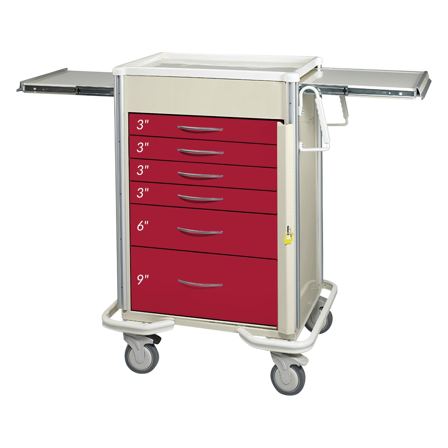 Select Series 6-Drawer Emergency Cart, Breakaway Lock, 27" Drawer Space, Two-Tone Red