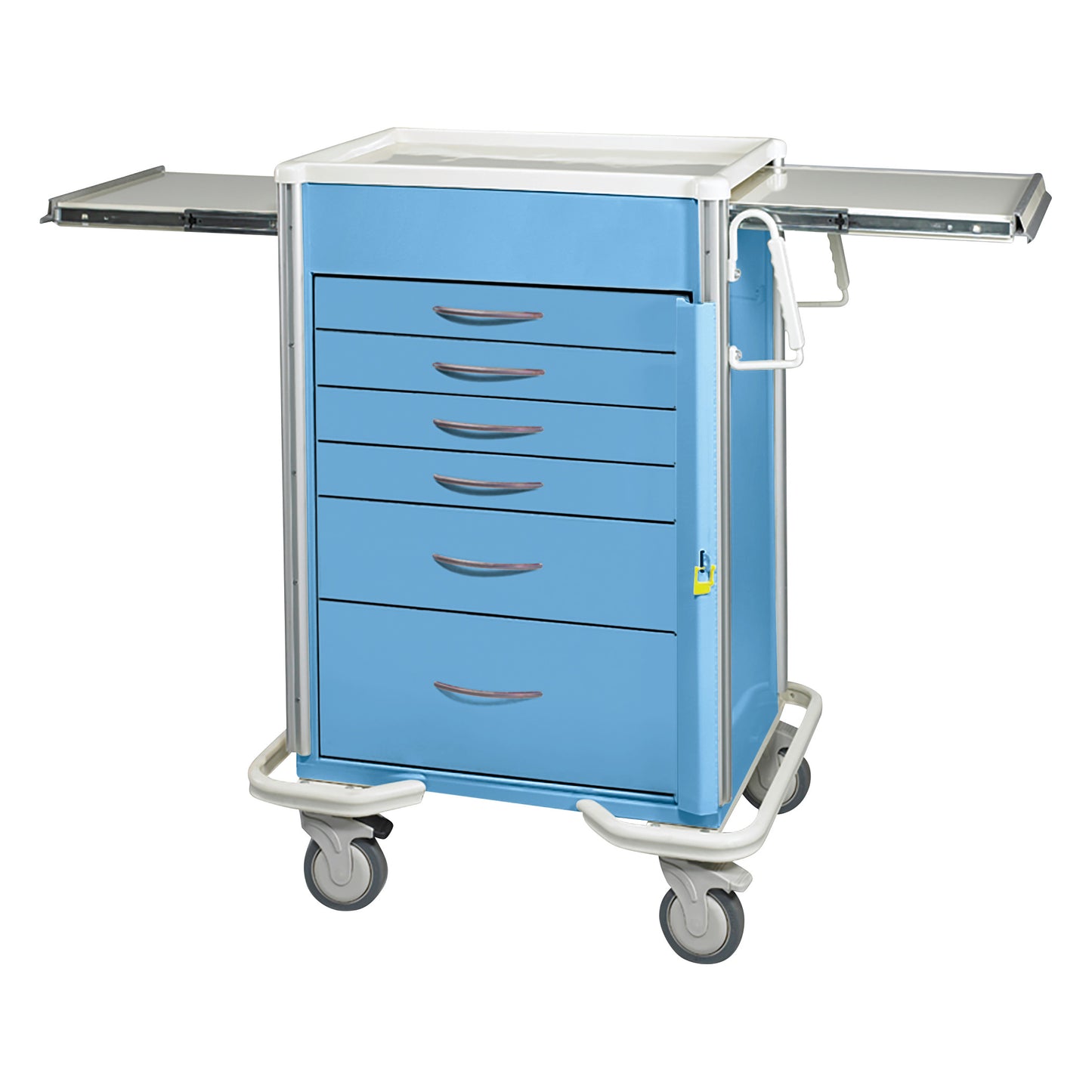 Select Series 6-Drawer Emergency Cart, Breakaway Lock, 27" Drawer Space, Solid Slate Blue
