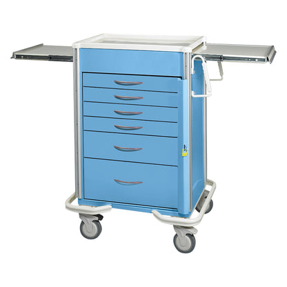Select Series 6-Drawer Emergency Cart, Breakaway Lock, 27" Drawer Space, Solid Slate Blue