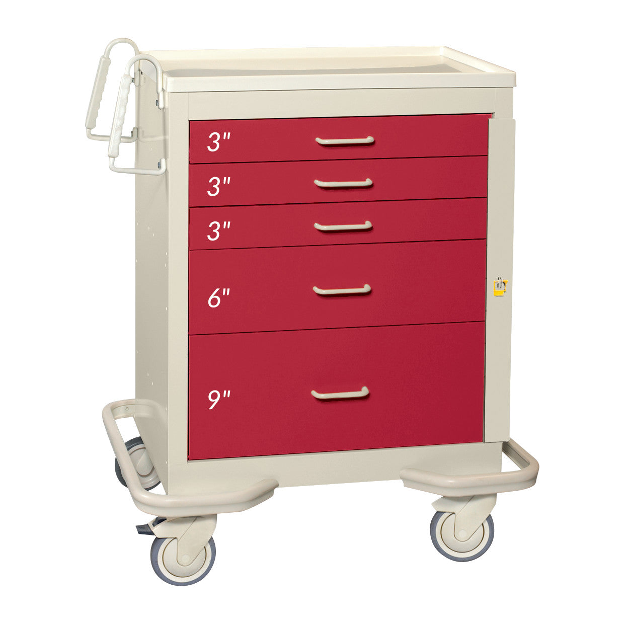 Standard Series 5-Drawer Emergency Cart, Breakaway Lock, Two-Tone Red