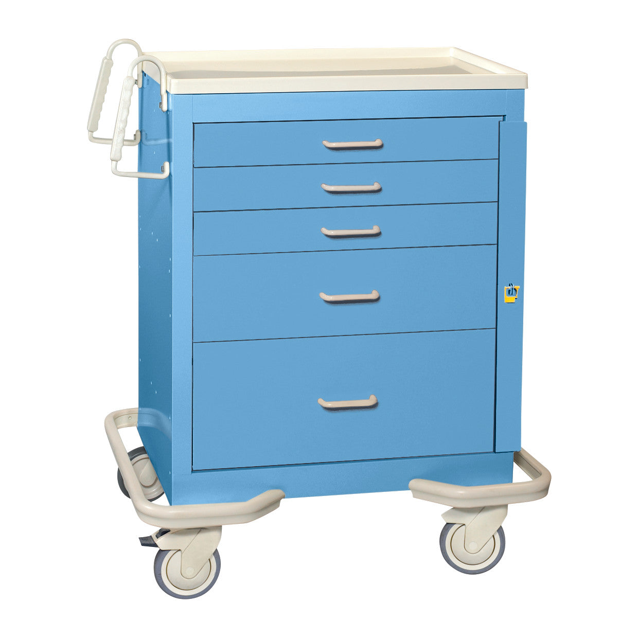 Standard Series 5-Drawer Emergency Cart, Breakaway Lock, Solid Slate Blue