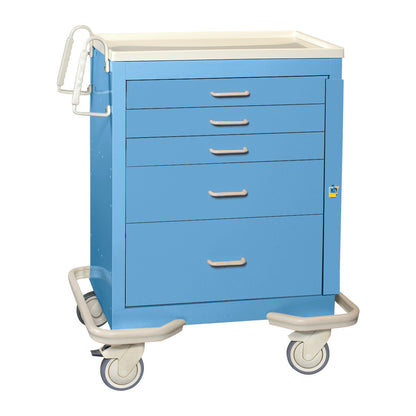Standard Series 5-Drawer Emergency Cart, Breakaway Lock, Solid Slate Blue