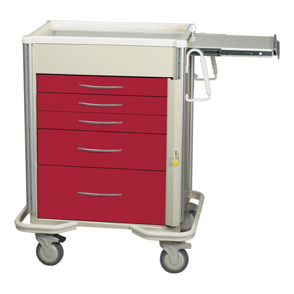 Select Series 5-Drawer Emergency Cart, Breakaway Lock, Two-Tone Red