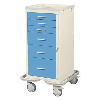 Mini Series 6-Drawer Emergency Tower Cart, Breakaway Lock, Two-Tone Slate Blue