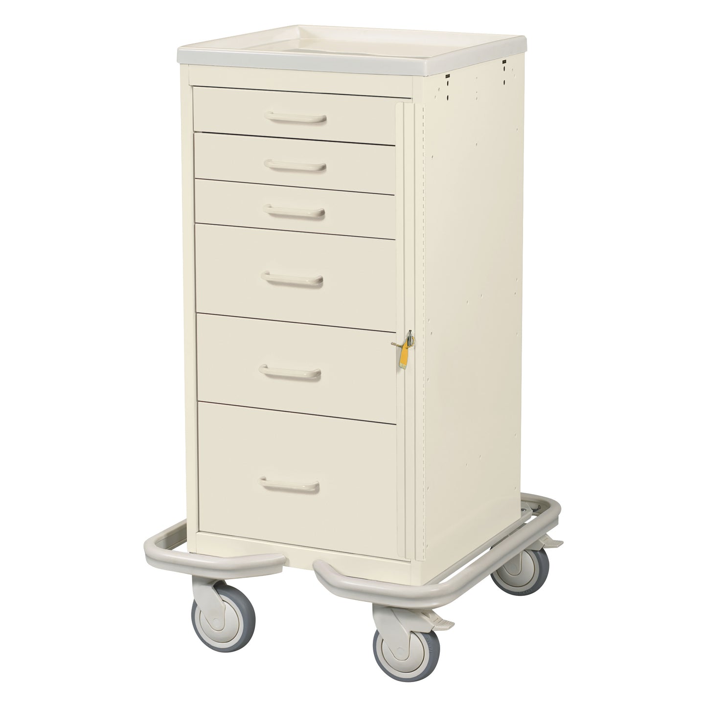 Mini Series 6-Drawer Emergency Tower Cart, Breakaway Lock, Two-Tone Beige