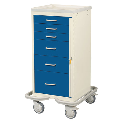 Mini Series 6-Drawer Emergency Tower Cart, Breakaway Lock, Two-Tone Dark Blue