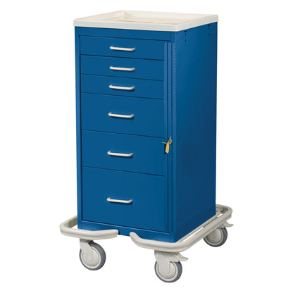 Mini Series 6-Drawer Emergency Tower Cart, Breakaway Lock, Solid Dark Blue