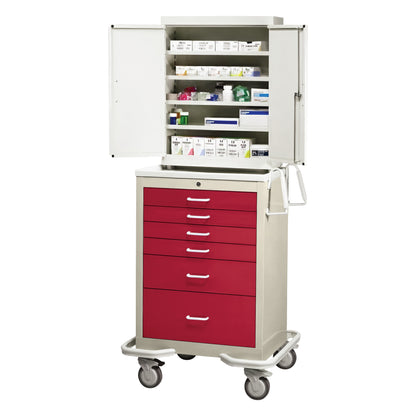 Standard Series 6-Drawer Suture Cart, Key Lock, Two-Tone Red