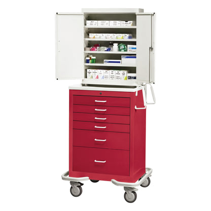 Standard Series 6-Drawer Suture Cart, Key Lock, Solid Red