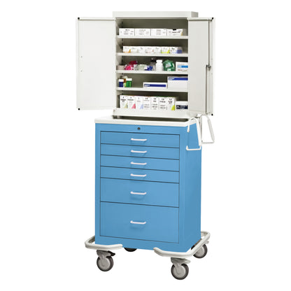 Standard Series 6-Drawer Suture Cart, Key Lock, Solid Slate Blue