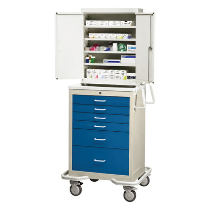 Standard Series 6-Drawer Suture Cart, Key Lock, Two-Tone Dark Blue