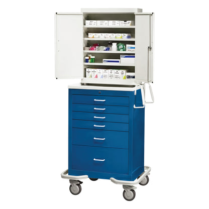 Standard Series 6-Drawer Suture Cart, Key Lock, Solid Dark Blue