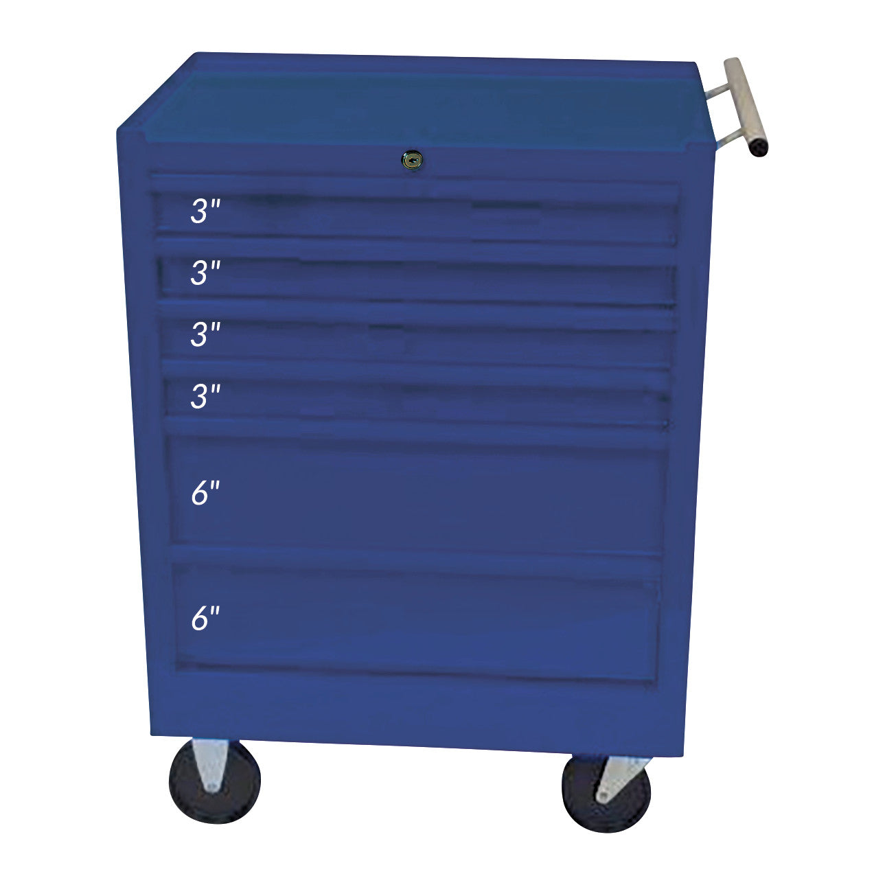 6-Drawer Economy Treatment Cart with Push Handle, Dark Blue