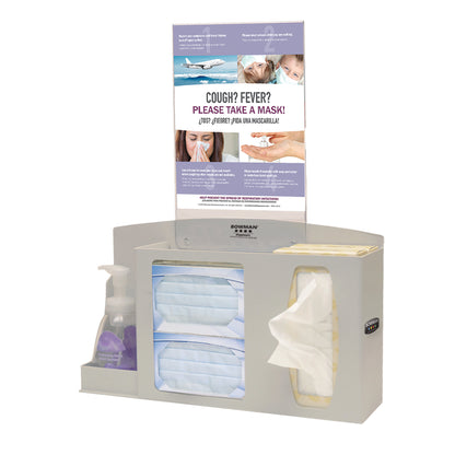 Basic Hygiene Center, Counter/Wall, Hand Sanitizer Holder, Vertical Sign, Beige ABS