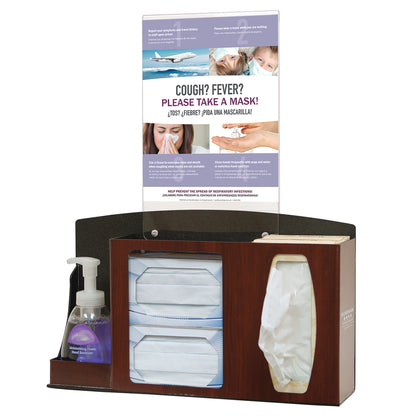 Basic Hygiene Center, Counter/Wall, Hand Sanitizer Holder, Vertical Sign, Cherry ABS