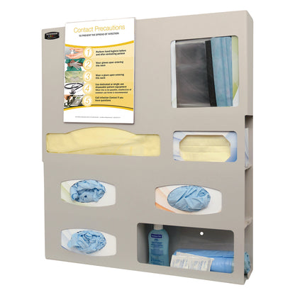 Isolation Station, 4-3/4"D, Tri-Glove, Single-Gown, With Clip-On Sign, Beige ABS