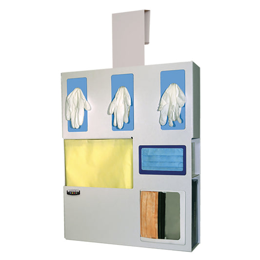 Isolation Station, 4-3/4"D, Tri-Glove, Double-Mask, With Door Hanger, Beige ABS