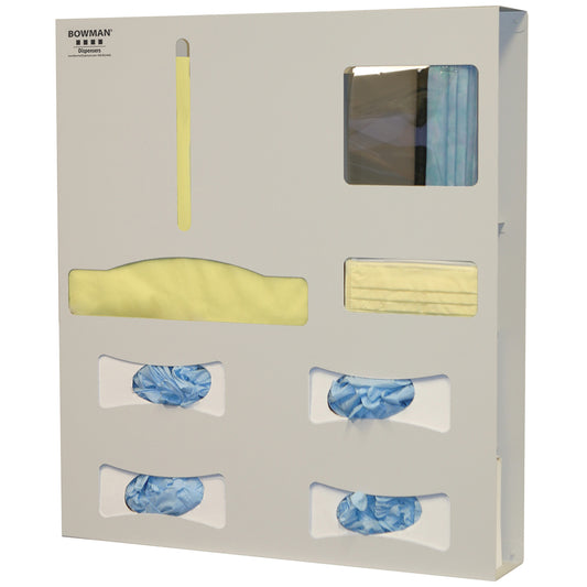 ADA-Compliant Isolation Station, 4"D, Quad-Glove, Single-Gown, Station Only, Beige Aluminum