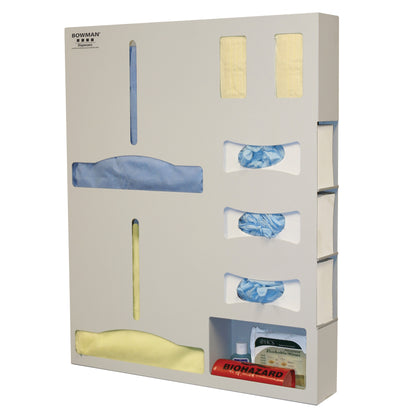 ADA-Compliant Isolation Station, 4"D, Tri-Glove, Double-Gown, Station Only, Beige Aluminum