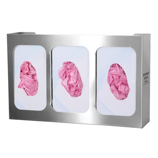 Triple Glove Box Dispenser, Dividers, Stainless Steel