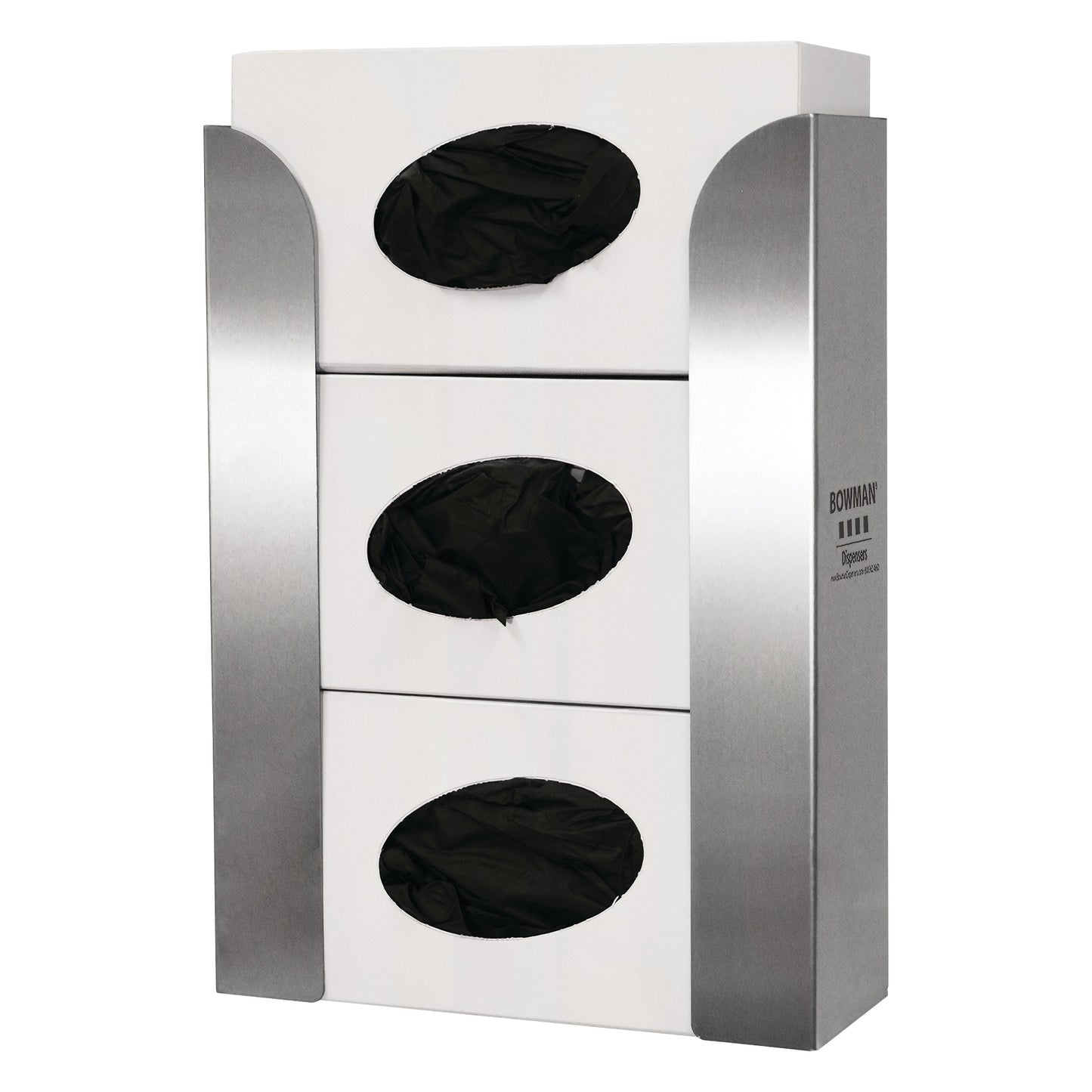 Triple Glove Box Dispenser, No Dividers, Top-Loading, Vertical, Stainless Steel