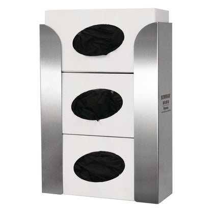 Triple Glove Box Dispenser, No Dividers, Top-Loading, Vertical, Stainless Steel