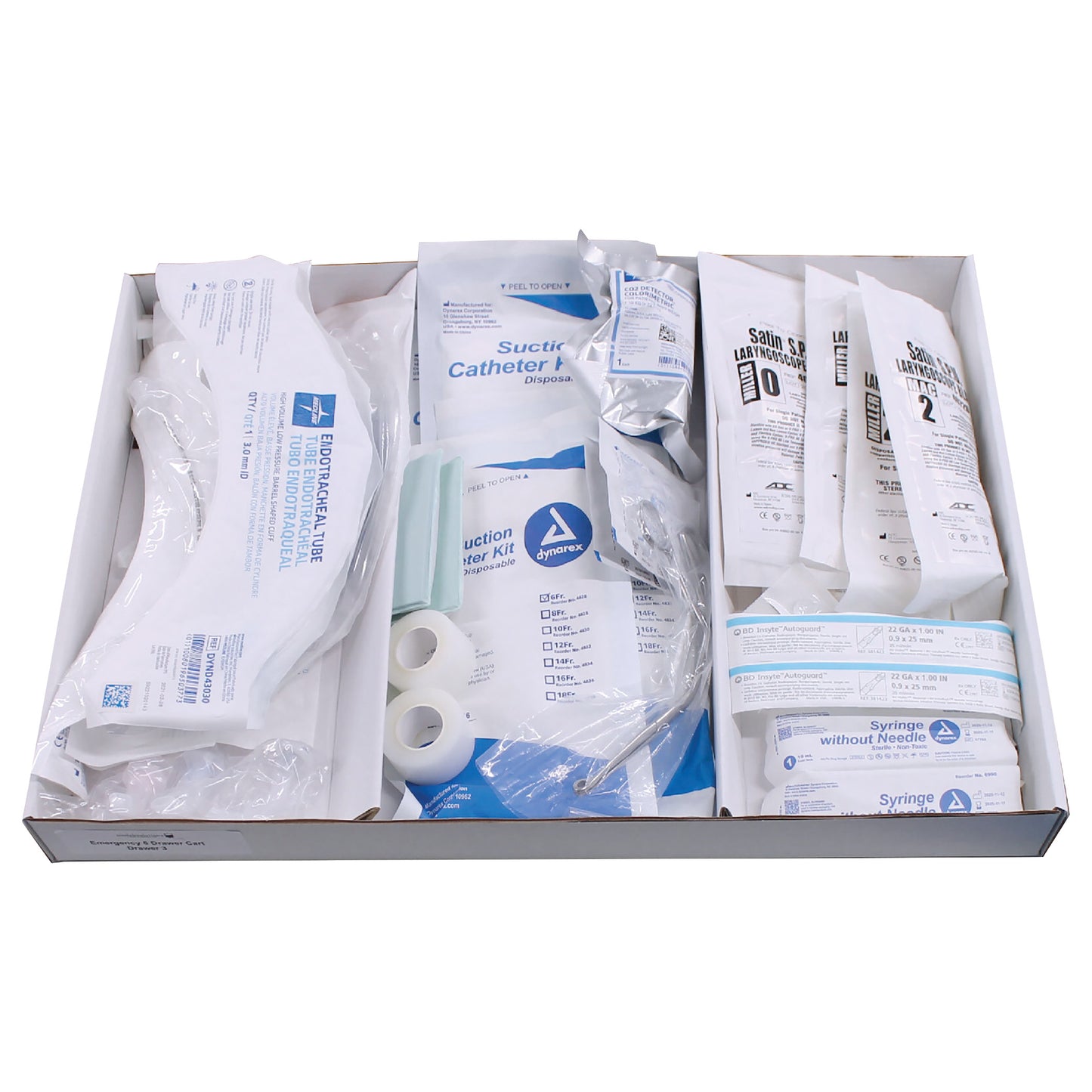 Drawer Refill Kit for Emergency Medical Carts: Pediatric Intubation Supplies