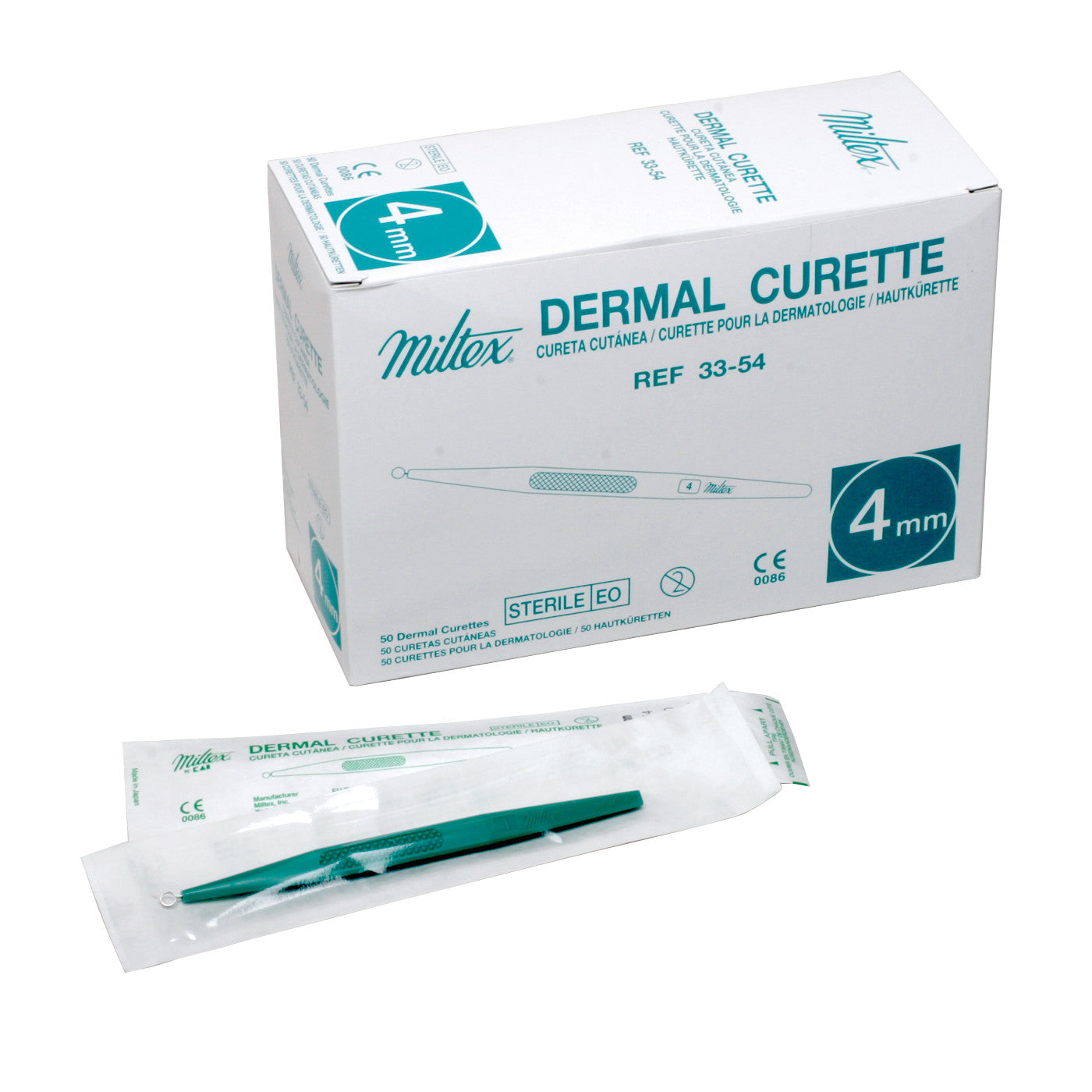 Disposable Dermal Curette, 4 mm, 33-54, 50/Box