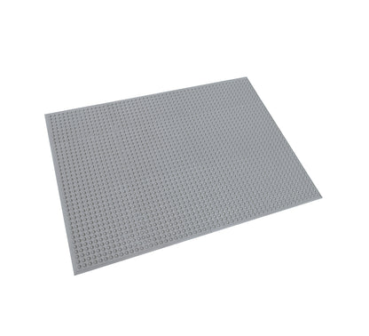The ERGOMAT Hygiene Nitrile Floor Mat is a large gray mat with a textured surface featuring small circular patterns.