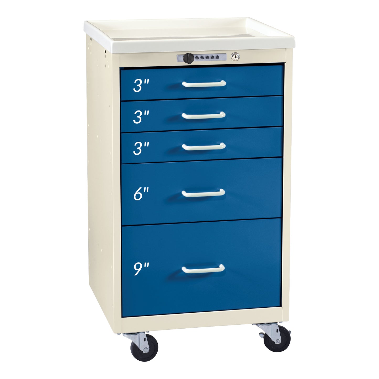 AliMed® Mini Series 5-Drawer Anesthesia/Procedure Cart with Push-Button Lock