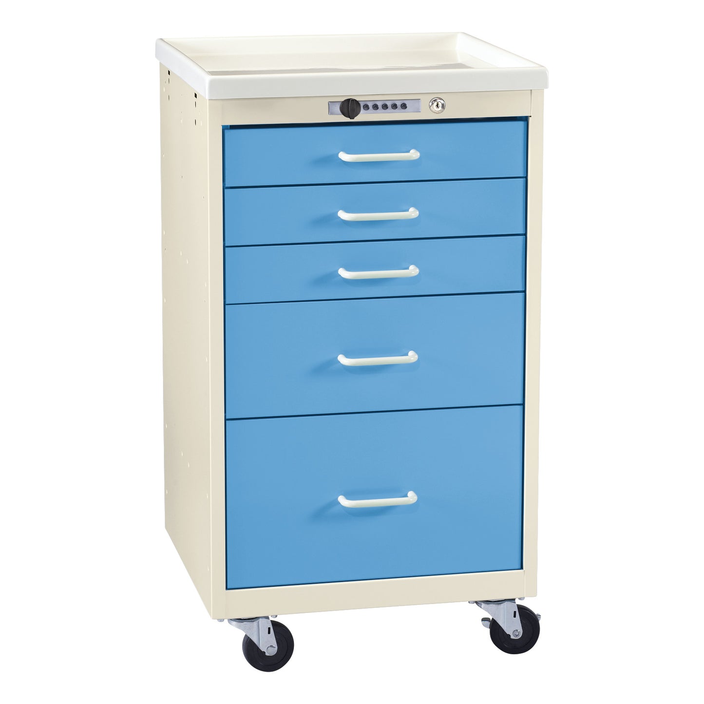 Mini Series 5-Drawer Anesthesia/Procedure Cart, Push-Button Lock, Two-Tone Slate Blue
