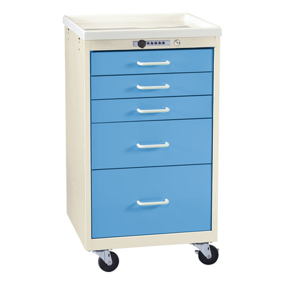Mini Series 5-Drawer Anesthesia/Procedure Cart, Push-Button Lock, Two-Tone Slate Blue
