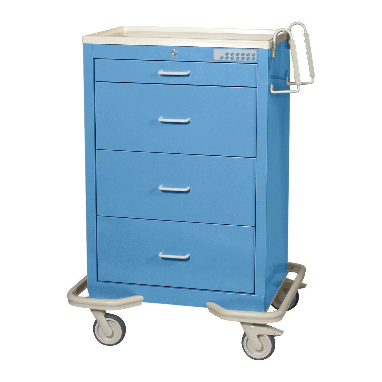 Standard Series 4-Drawer Isolation Cart, Electronic Lock, Solid Slate Blue